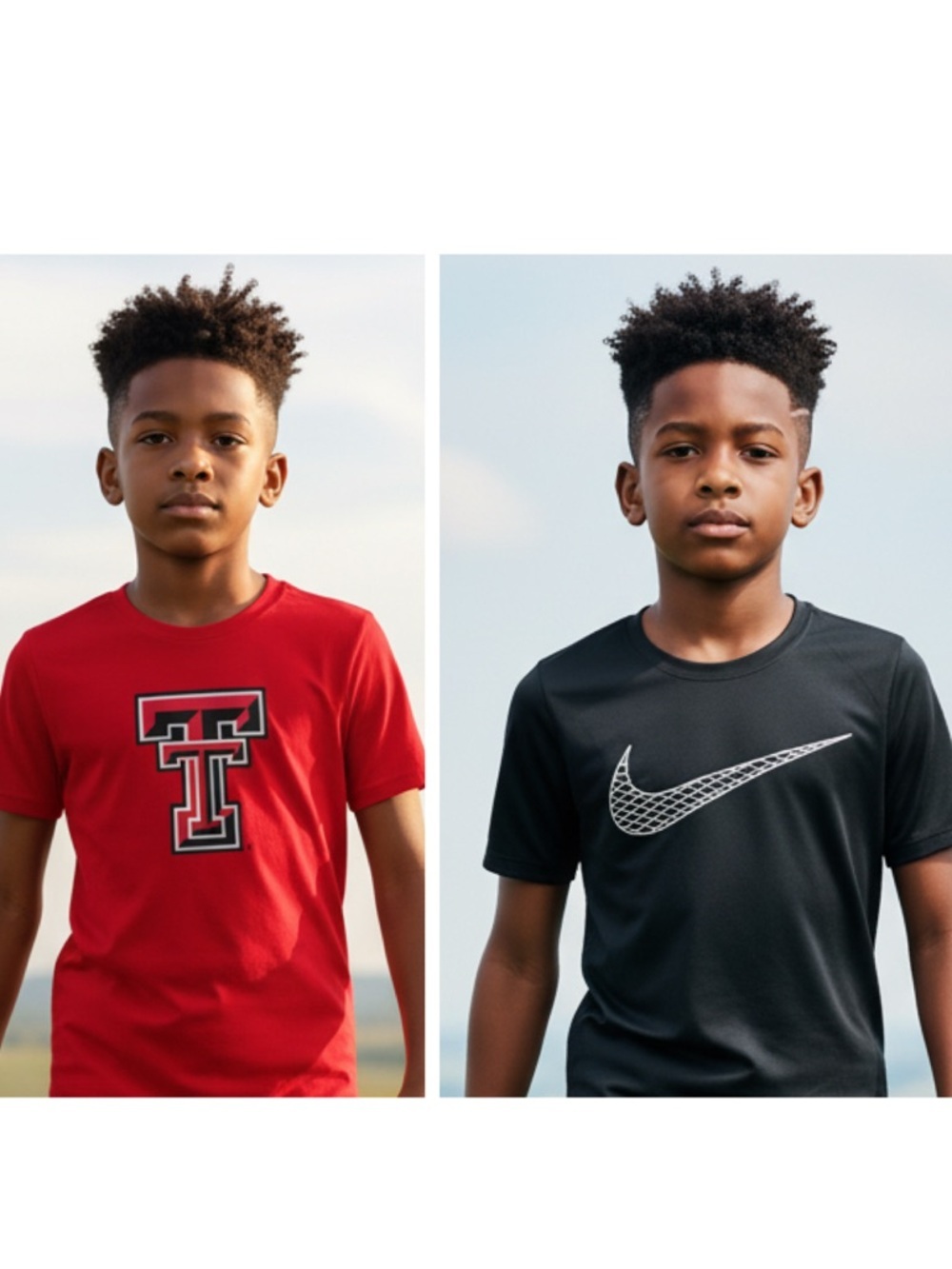 EUC - 2 Dri Fit Boys T-Shirts - Black Nike Pro XL - Red Texas Tech Red Raiders